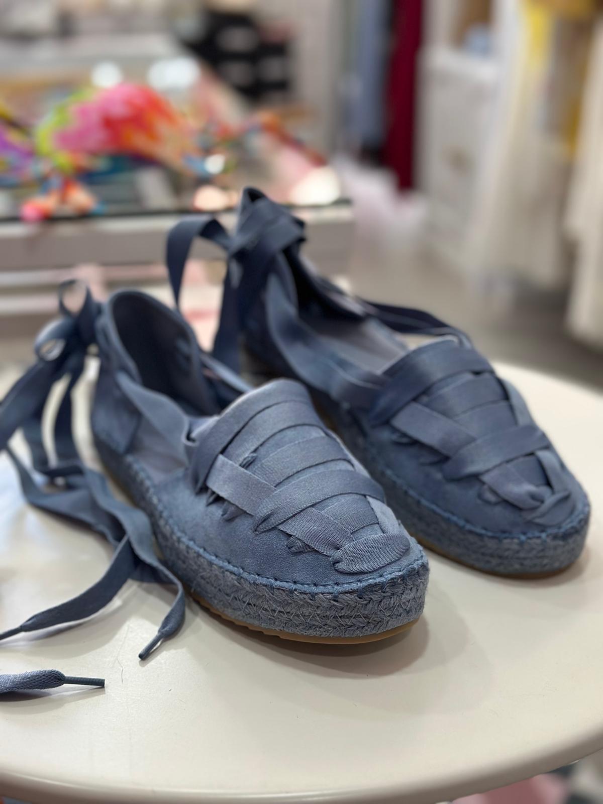 Alpargatas Azul Suede con Cintas