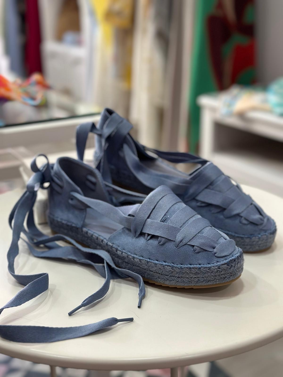 Alpargatas Azul Suede con Cintas - Imagen 2