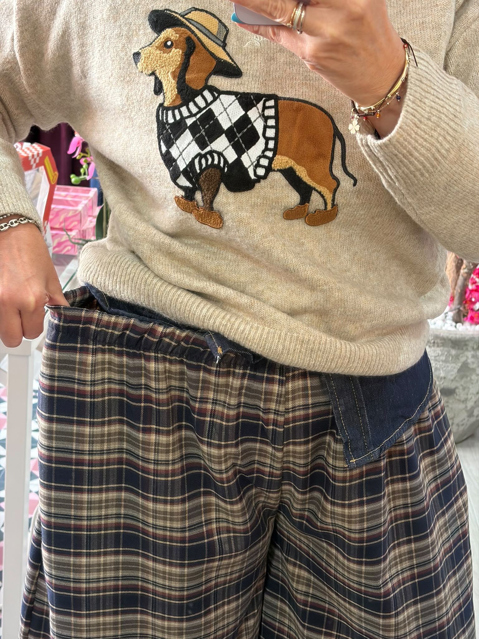 PANTALON CUADROS GLOBO T:U - Imagen 3
