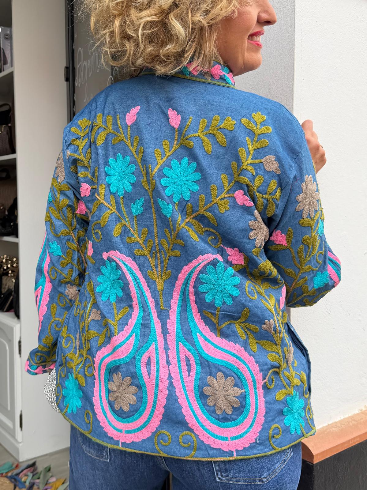 Chaqueta Bordada Boho Denim - Imagen 4
