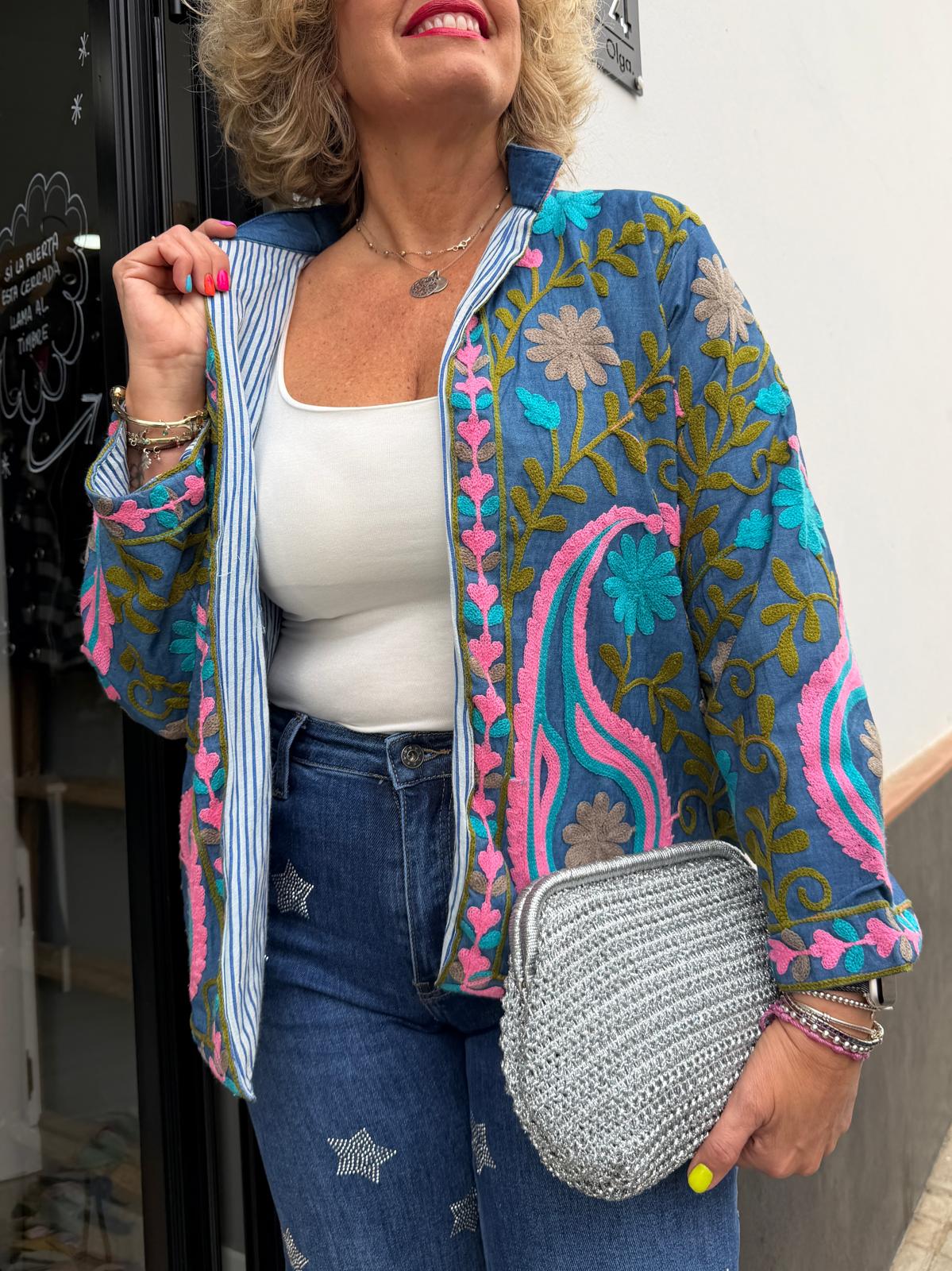 Chaqueta Bordada Boho Denim - Imagen 5