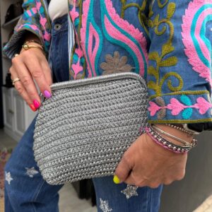 Bolso Clutch Plata Brillo