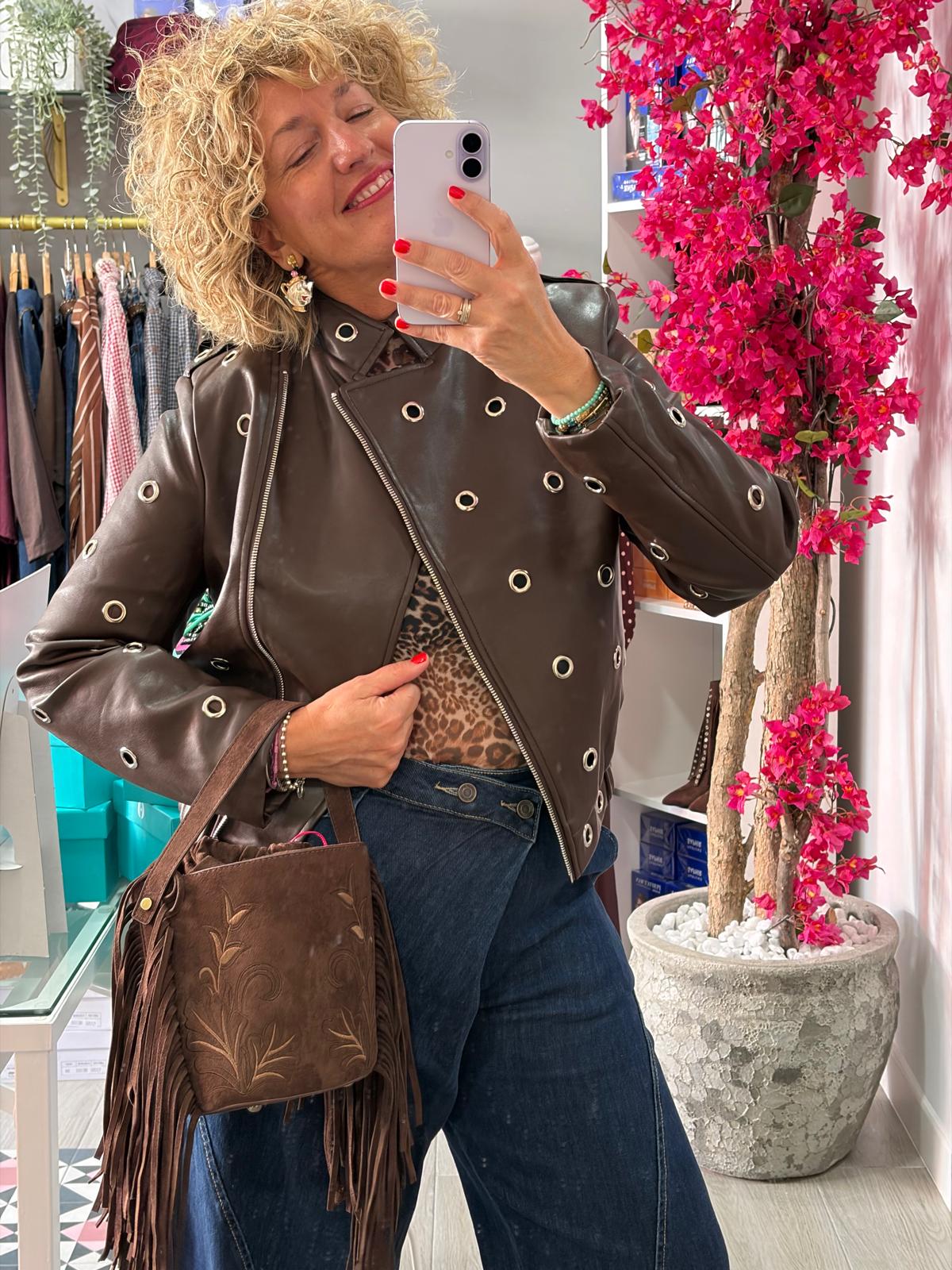 Chaqueta Biker Chocolate Eyelets - Imagen 2