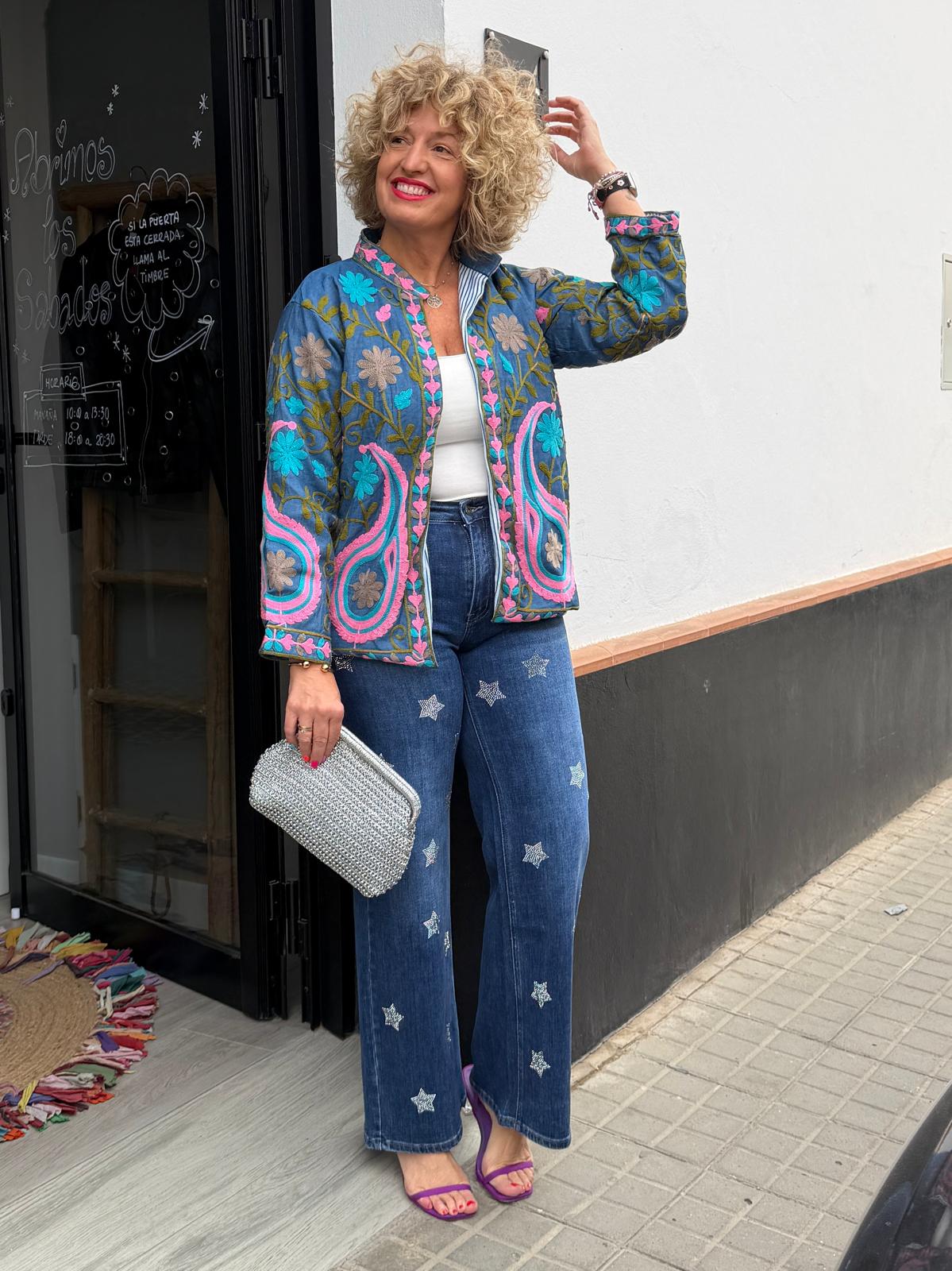 Chaqueta Bordada Boho Denim - Imagen 2