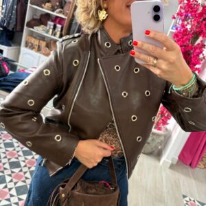 Chaqueta Biker Chocolate Eyelets